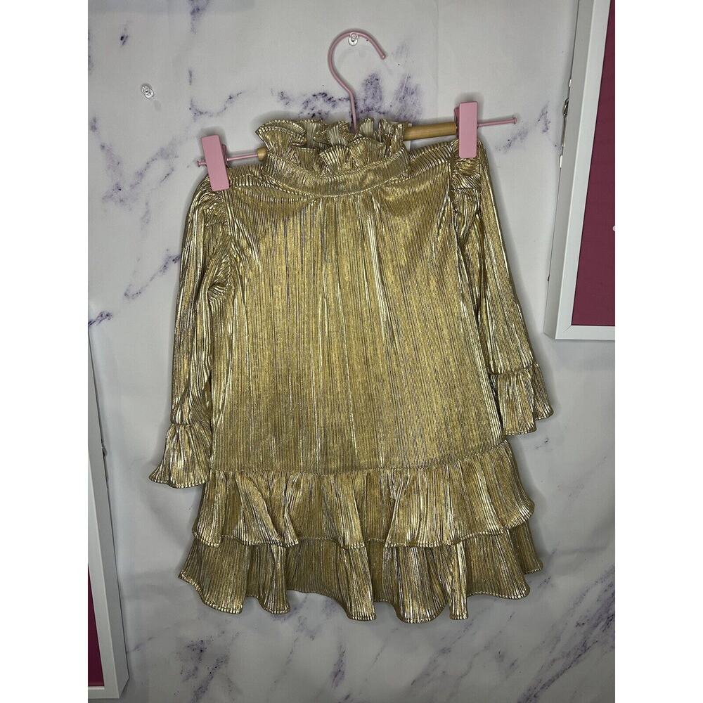 NWT Janie & Jack JJ winter gold metallic girls dress 2T
